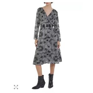 The Kooples Bandana V-Neck Dress Women size FR 2/US M Goth Punk Dark Romantic
